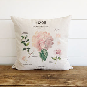 Hydrangea Botanical Pillow Cover (Pink) - Linen and Ivory