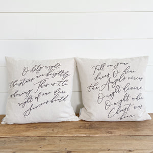 O Holy Night Calligraphy Pillow Cover - Linen and Ivory