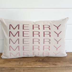 Ombre Merry Pillow Cover (Red) - Linen and Ivory