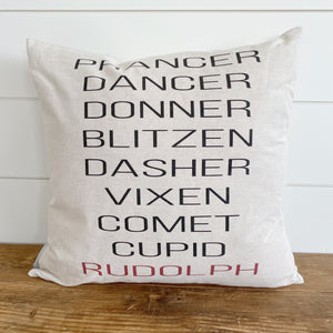 Reindeer Names (Modern) Pillow Cover - Linen and Ivory