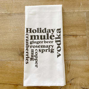 Holiday Mule Tea Towel - Linen and Ivory