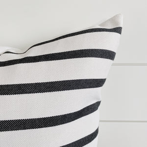 BENNETT || Ivory with Charcoal Gray Stripes Indoor/Outdoor Pillow Cover