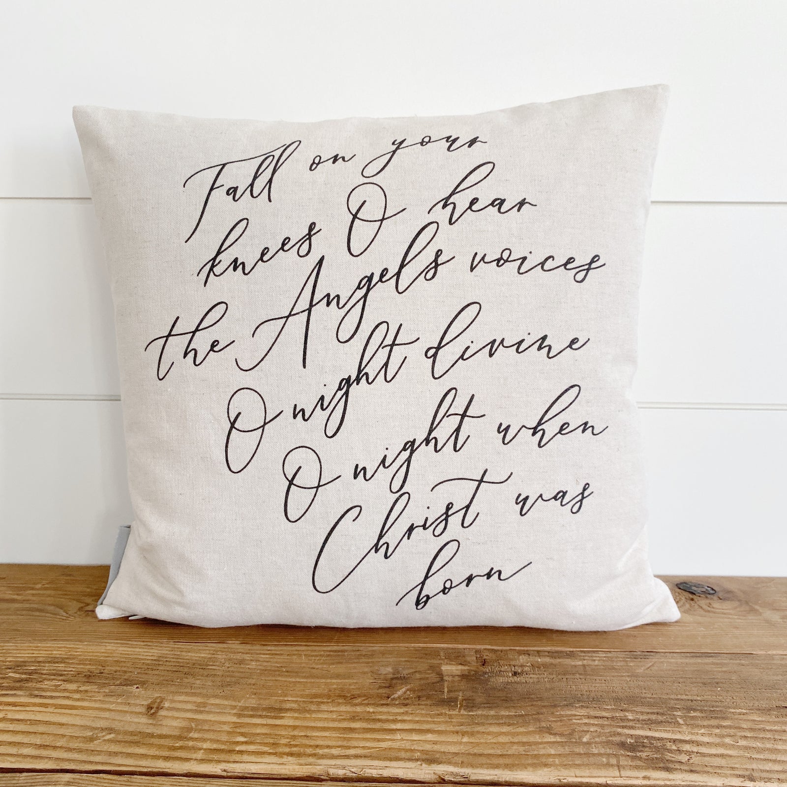 Fall On Your Knees Calligraphy Pillow Cover - Linen and Ivory