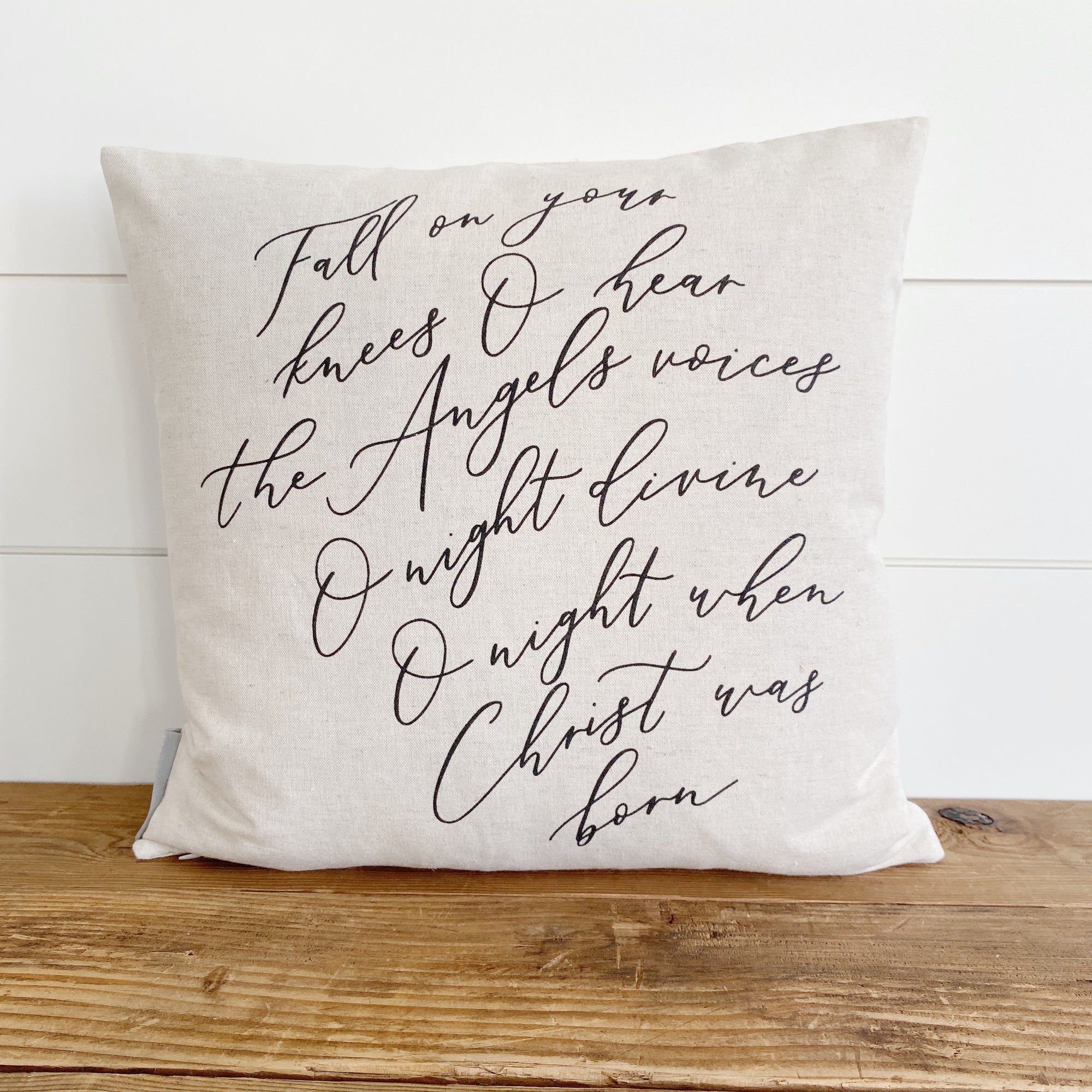 Fall On Your Knees Calligraphy Pillow Cover - Linen and Ivory