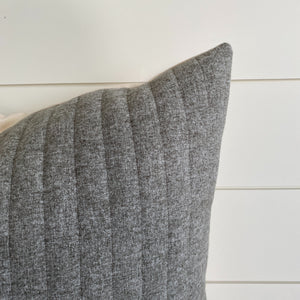 "Xavier" Striped Felt Pillow Cover (Gray) - Linen and Ivory