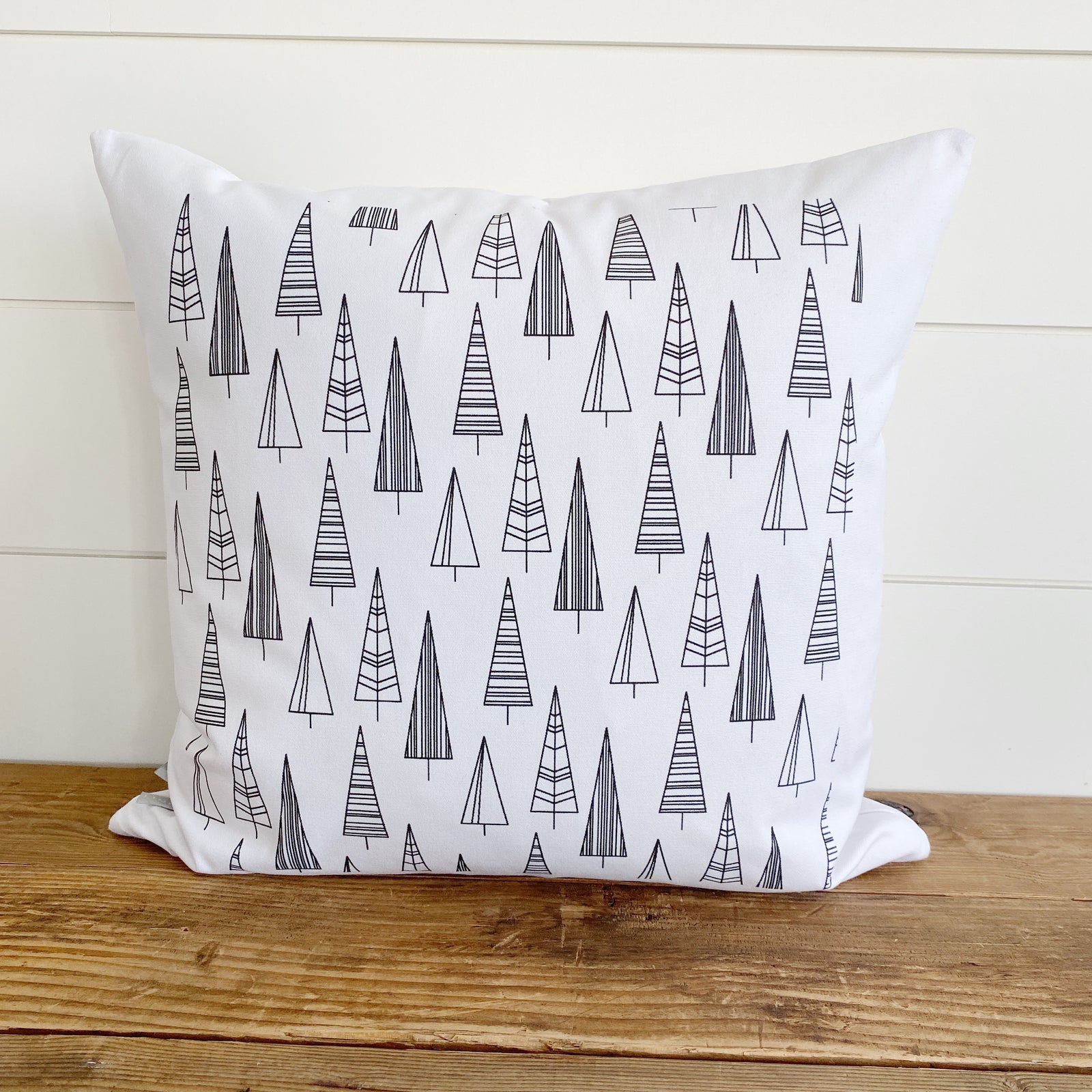 Modern Tree Pattern Pillow Cover - Linen and Ivory