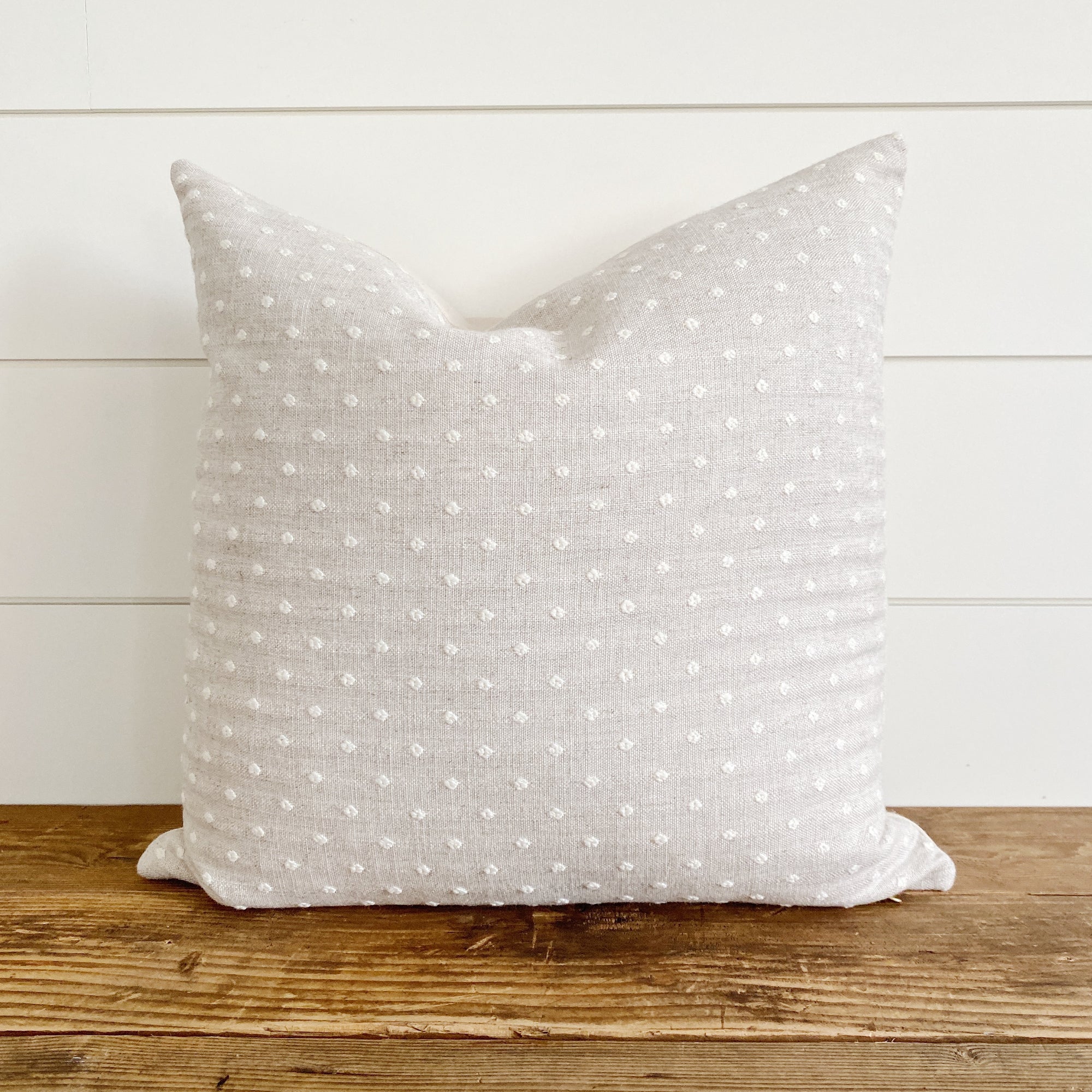 "Loretta" Swiss Dot Pillow Cover-House on 77th Collection - Linen and Ivory