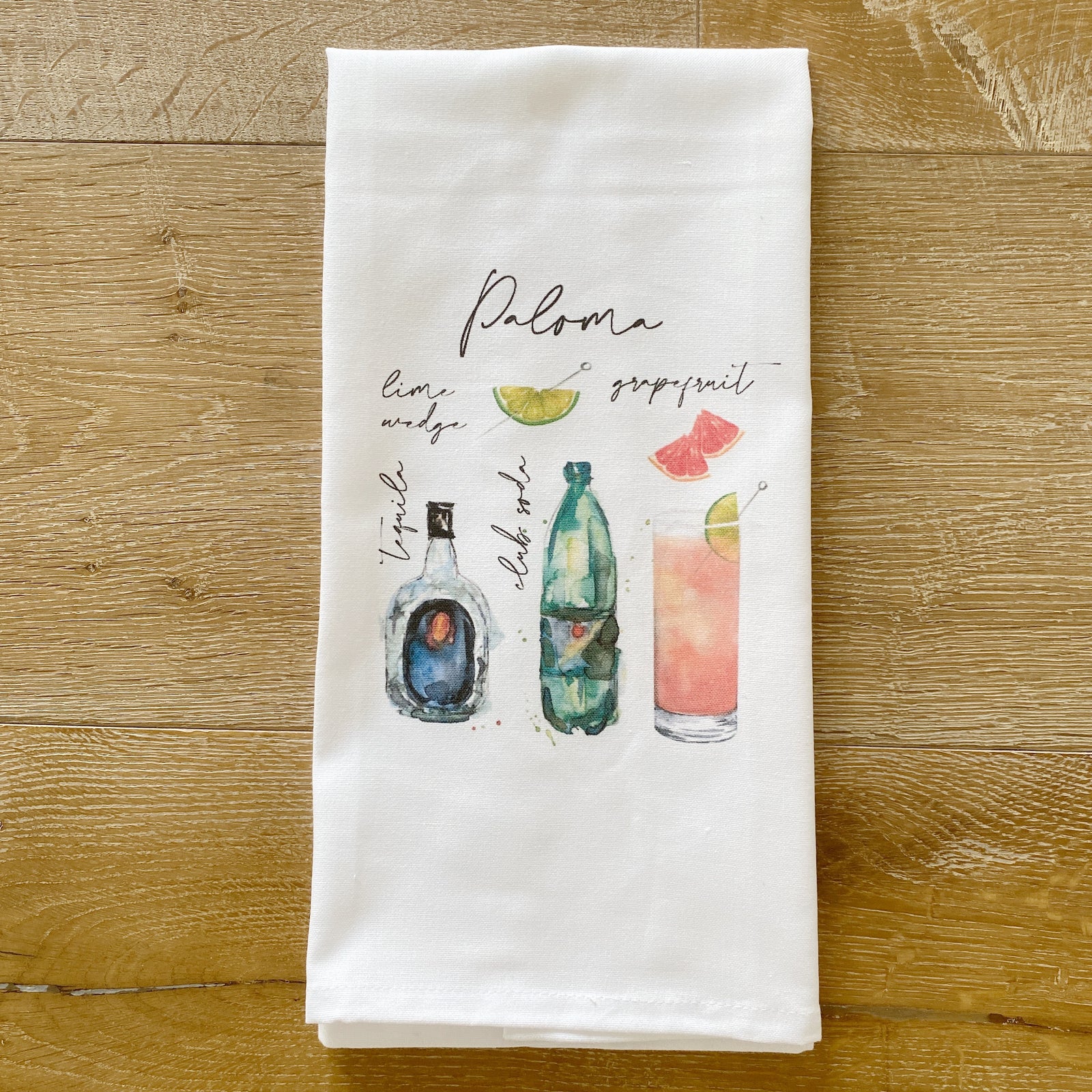 Paloma Watercolor Tea Towel - Linen and Ivory
