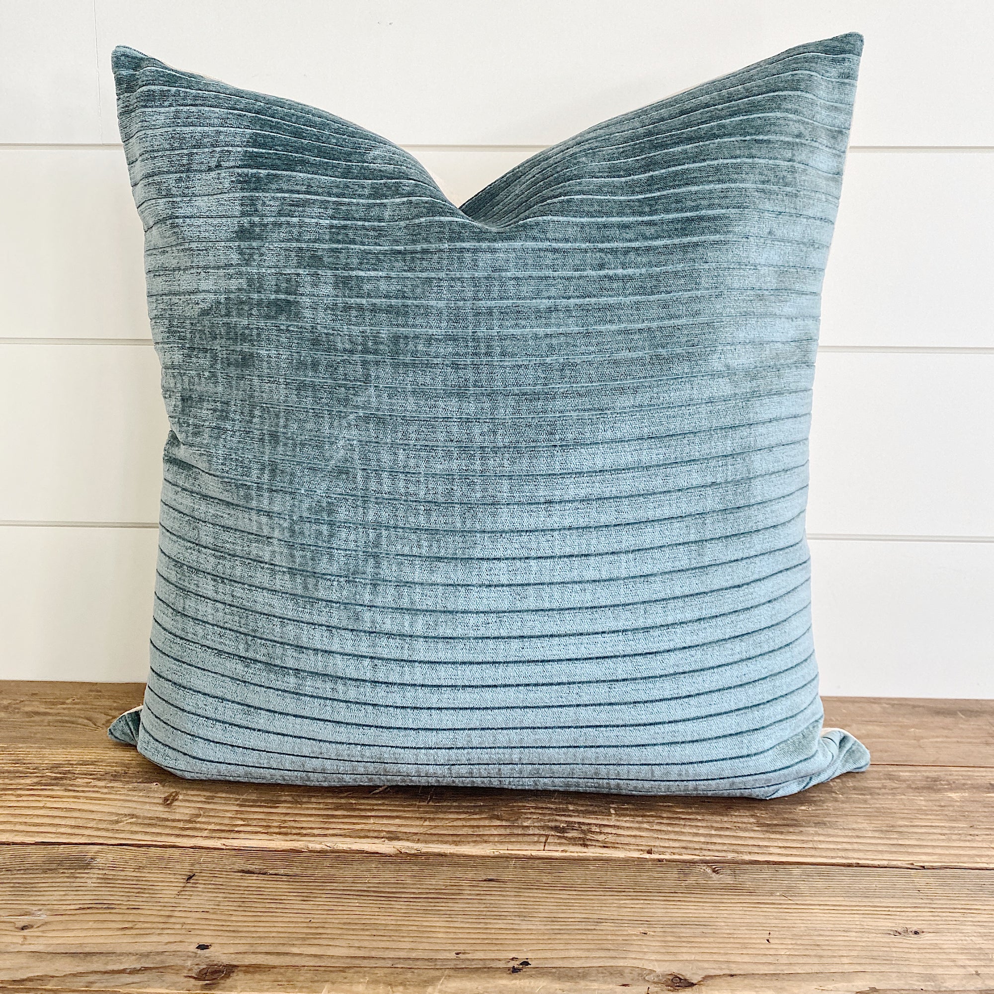 SLOANE || Teal Velvet Striped Pillow Cover