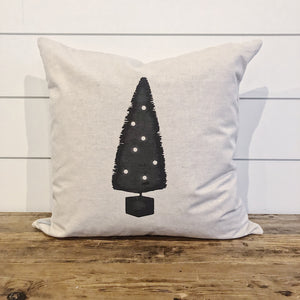 Bottle Brush Pillow Cover (Black) - Linen and Ivory