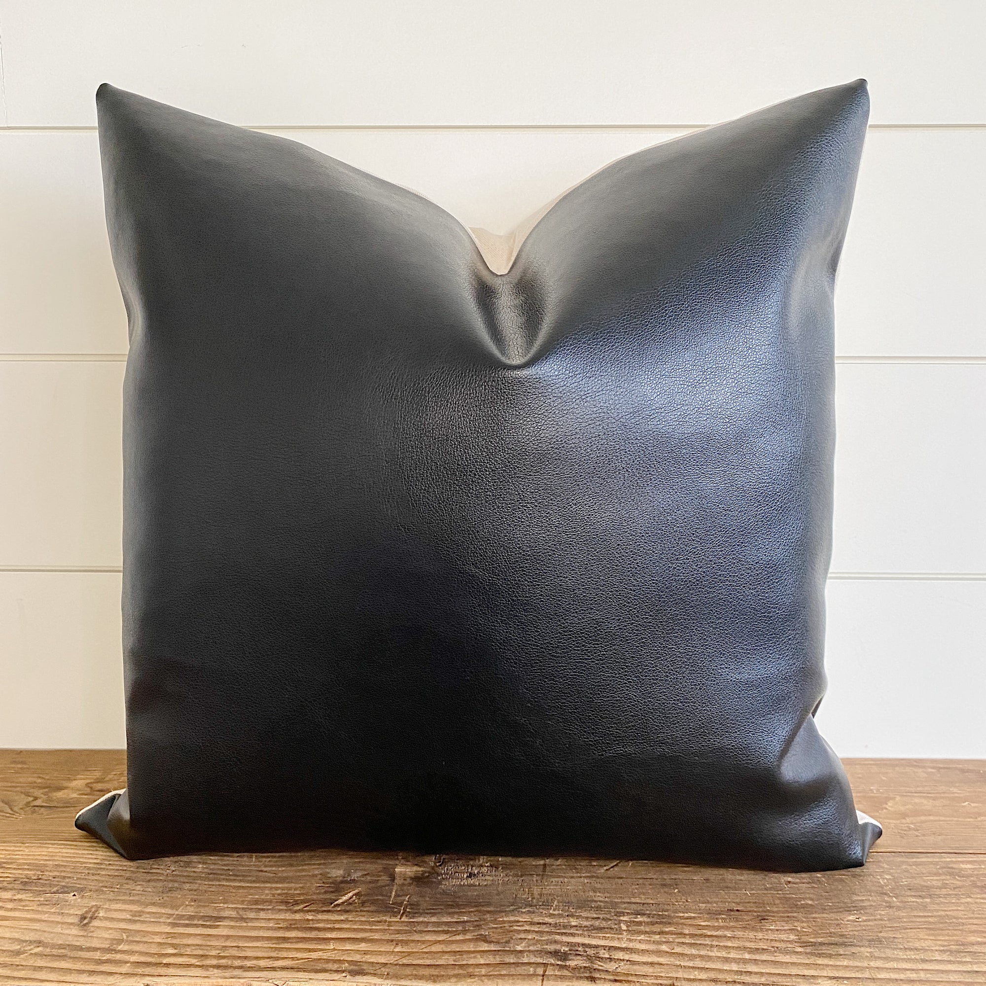 EBONY || Black Faux Leather Pillow Cover