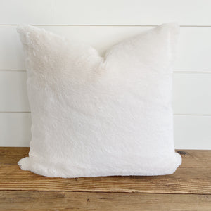 "Hadley" Fur Pillow Cover (PRE-ORDER) - Linen and Ivory