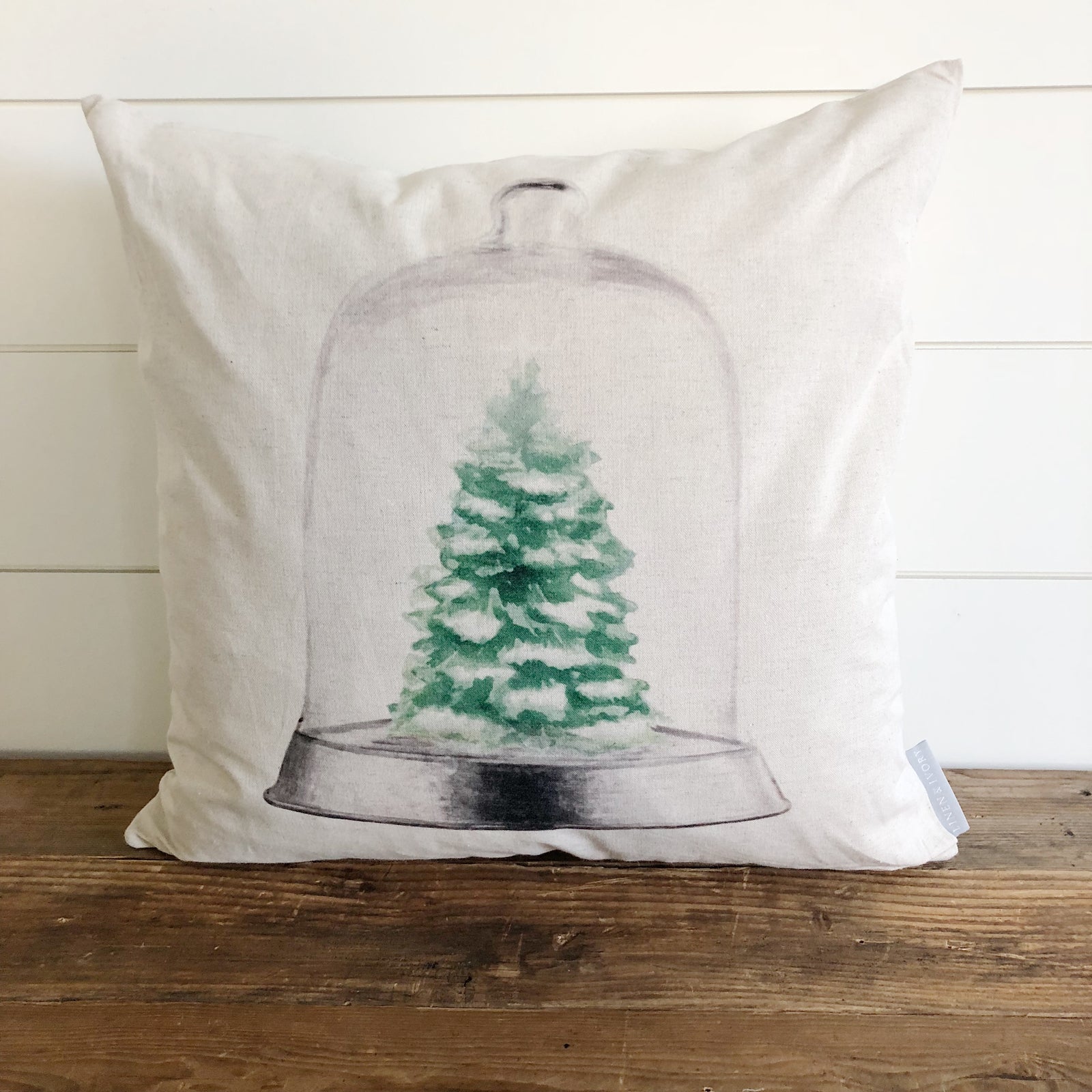 Christmas Tree Cloche Pillow Cover - Linen and Ivory