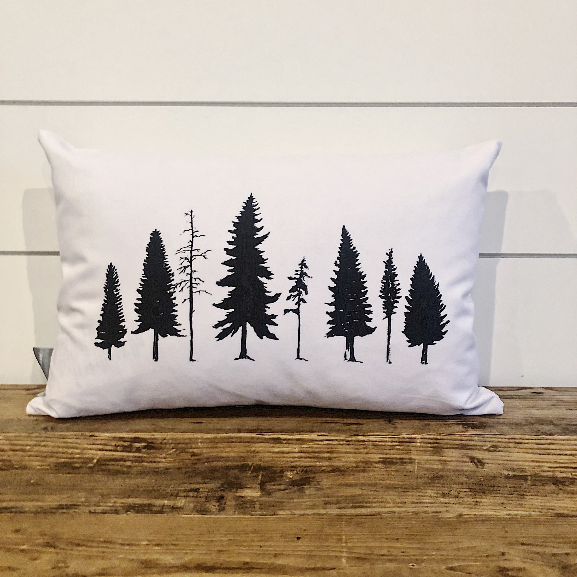 Rustic Forest Pillow Cover - Linen and Ivory