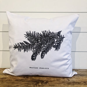 Western Hemlock Sketch Pillow Cover - Linen and Ivory