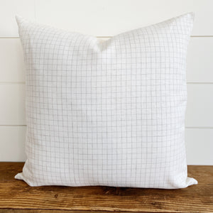 "Savannah" Windowpane Plaid (White & Gray) - Linen and Ivory