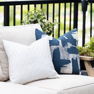 COBALT || Indigo & Ivory Abstract Indoor/Outdoor Pillow Cover