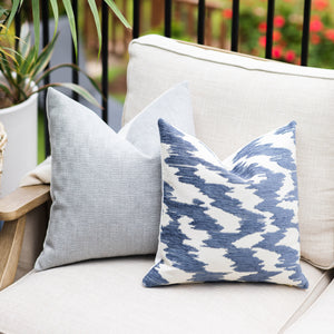 DELTA || Indigo & Ivory Velvet Indoor/Outdoor Pillow Cover