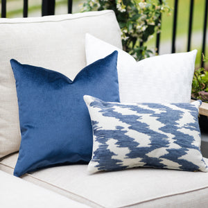 DELTA || Indigo & Ivory Velvet Indoor/Outdoor Pillow Cover