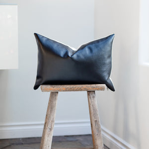 EBONY || Black Faux Leather Pillow Cover