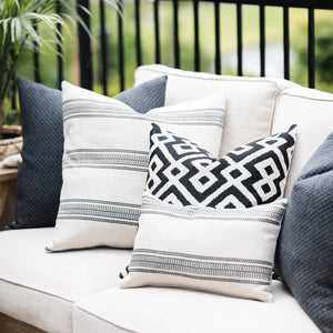 ONYX || Black & Ivory Geometric Indoor/Outdoor Pillow Cover