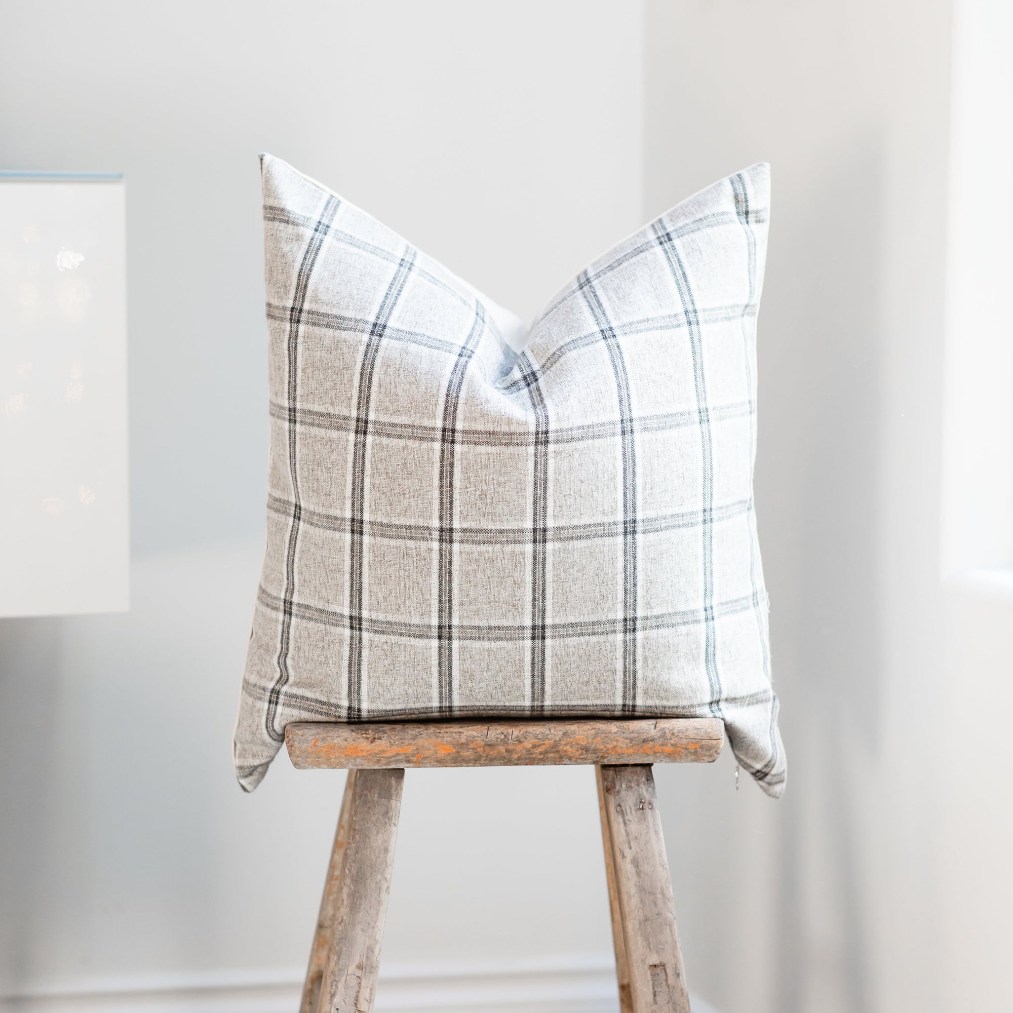 PRESLEY || Gray Plaid Pillow Cover