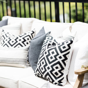 ONYX || Black & Ivory Geometric Indoor/Outdoor Pillow Cover