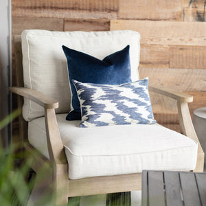 DELTA || Indigo & Ivory Velvet Indoor/Outdoor Pillow Cover