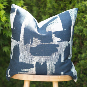 COBALT || Indigo & Ivory Abstract Indoor/Outdoor Pillow Cover