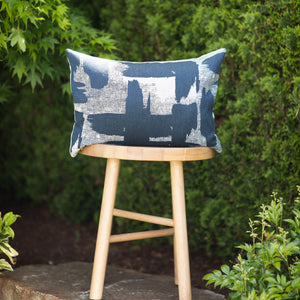 COBALT || Indigo & Ivory Abstract Indoor/Outdoor Pillow Cover