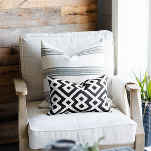 ONYX || Black & Ivory Geometric Indoor/Outdoor Pillow Cover