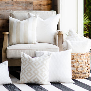 LATTE || Natural & Ivory Geometric Indoor/Outdoor Pillow Cover