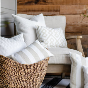 LATTE || Natural & Ivory Geometric Indoor/Outdoor Pillow Cover