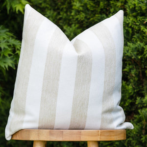 SAND || Natural & Ivory Striped Indoor/Outdoor Pillow Cover
