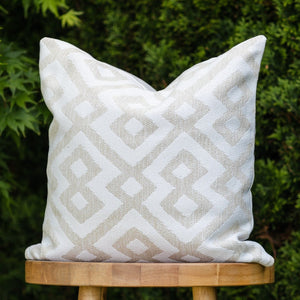LATTE || Natural & Ivory Geometric Indoor/Outdoor Pillow Cover