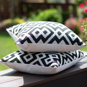 ONYX || Black & Ivory Geometric Indoor/Outdoor Pillow Cover