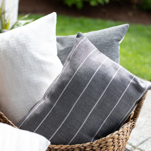 SHADOW || Charcoal & Ivory Striped Indoor/Outdoor Pillow Cover