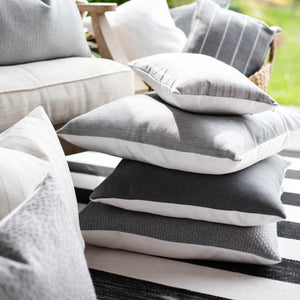 CARBON (GRAY) || Geometric Stitched Indoor/Outdoor Pillow Cover