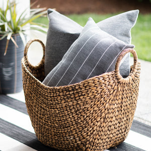 SHADOW || Charcoal & Ivory Striped Indoor/Outdoor Pillow Cover