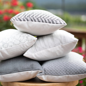 CARBON (GRAY) || Geometric Stitched Indoor/Outdoor Pillow Cover