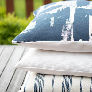 COBALT || Indigo & Ivory Abstract Indoor/Outdoor Pillow Cover