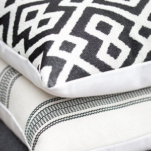 ONYX || Black & Ivory Geometric Indoor/Outdoor Pillow Cover