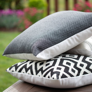 CARBON (DARK CHARCOAL) || Geometric Stitched Indoor/Outdoor Pillow Cover