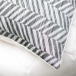 ZIGGY (DARK GRAY)|| Chevron Indoor/Outdoor Pillow Cover