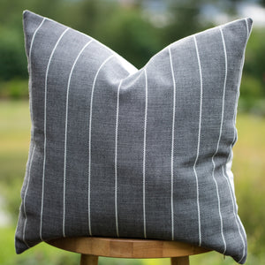 SHADOW || Charcoal & Ivory Striped Indoor/Outdoor Pillow Cover