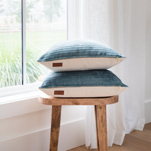 SLOANE || Teal Velvet Striped Pillow Cover