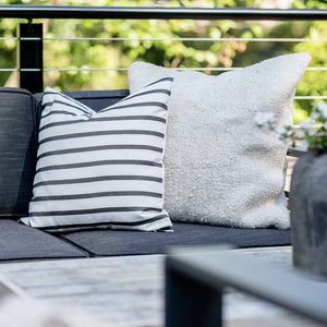 BENNETT || Ivory with Charcoal Gray Stripes Indoor/Outdoor Pillow Cover