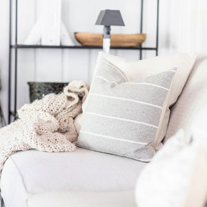 White Textured Throw Pillow, Striped Pillow Cover, Farmhouse Pillow