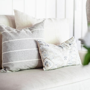 HOPE || Warm Gray & Ivory Striped Pillow Cover