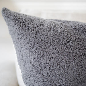 BRADY || Charcoal Gray Sherpa Pillow Cover